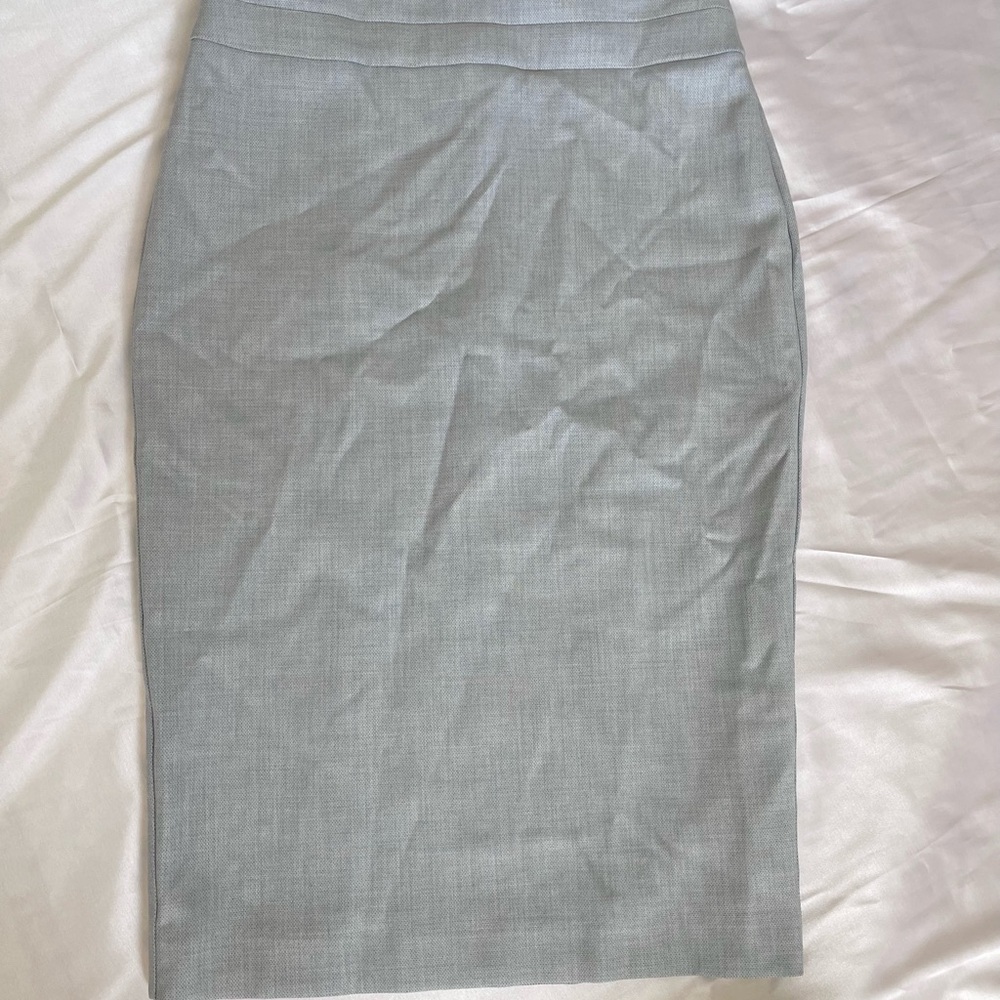Le Chateau Gray Blue Midi Pencil Skirt for Work